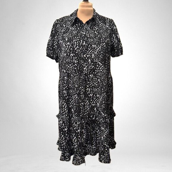 Estelle Plus Abstract Spot Mini Shirt Swing Dress, NWT! Size 2X/20W - Picture 1 of 9